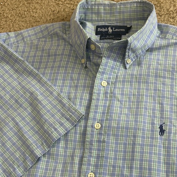 Ralph Lauren Other - VTG Ralph Lauren Mens Blake Shirt L Light Blue Plaid Short Sleeve Button Down
